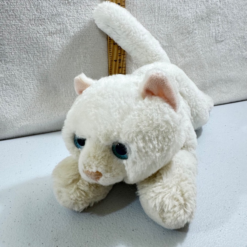 Aurora World White‎ Plush Cat Blue Glitter Eyes Stuffed Animal 12 Inch